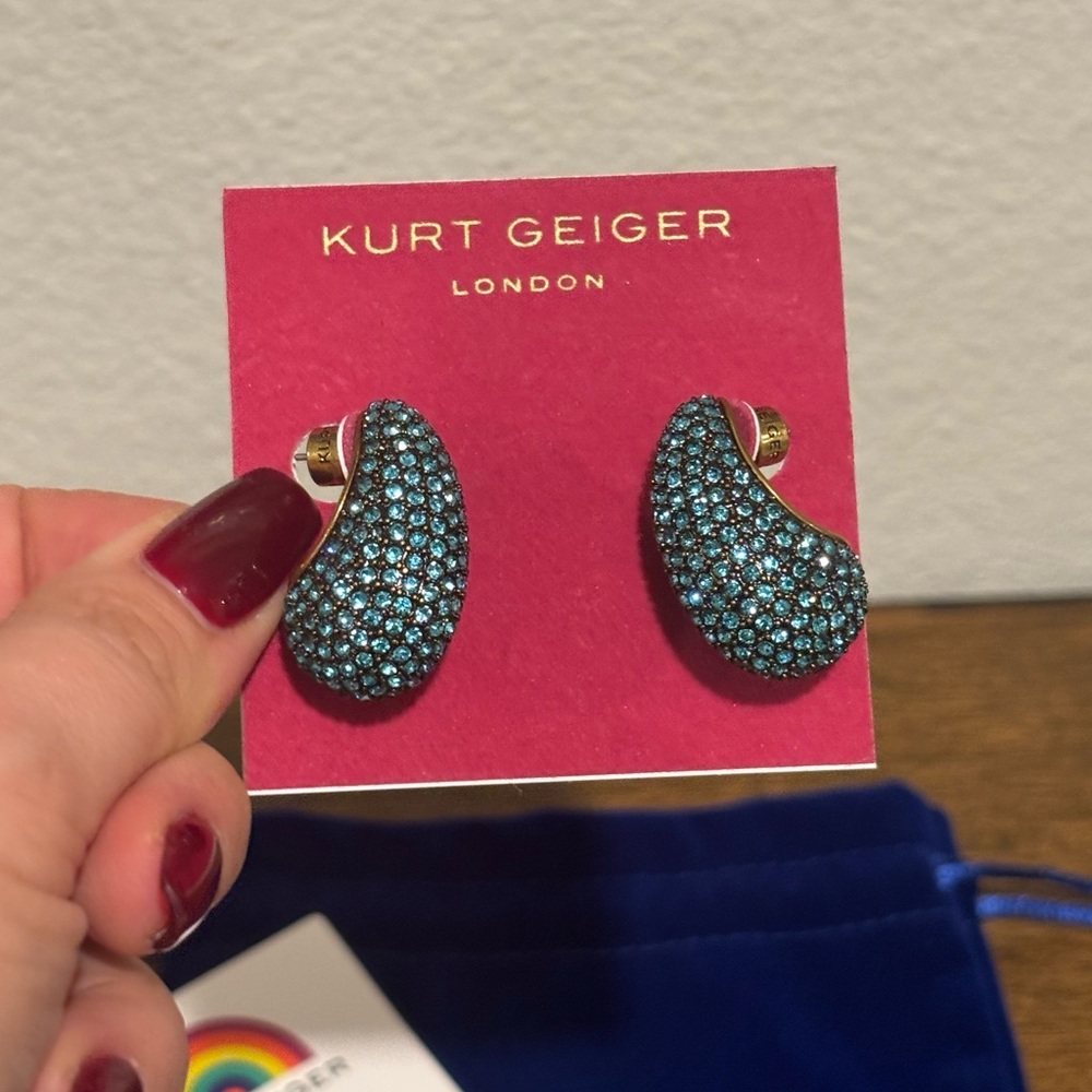 Kurt Geiger Turquoise Crystal Earrings - Picture 2 of 7